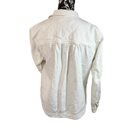 Pilcro Linen Cotton Blend Pullover Oversize V Neck Top White - Picture 6 of 8